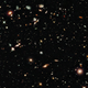 A Hubble deep space image showing some of the oldest known galaxies.